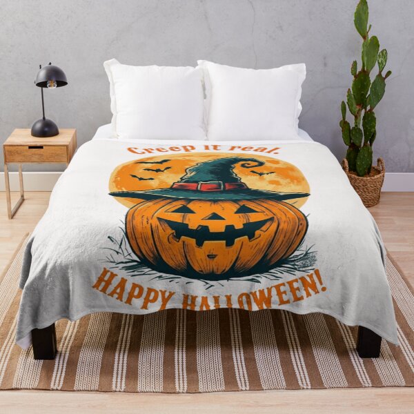 Item preview, Funny Halloween, Creep It Real – Witch Hat Pumpkin, Happy Halloween Design, Spooky Pumpkin with Witch Hat, designed and sold by wellie-chic.