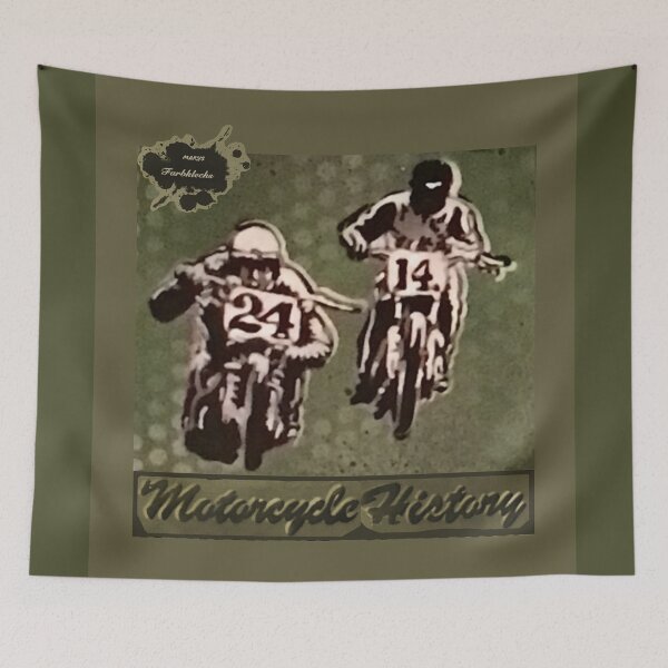 Item preview, Portrait of two vintage motorcycle racers designed and sold by marysfarbklecks.