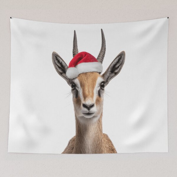 Item preview, Gazelle with Christmas Hat – Festive Gazelle Xmas Design designed and sold by LazyOwlStore.