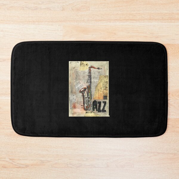 Item preview, Jazz collage art 	 drawing painting saxophone music face mask protection  	 designed and sold by yrhwumin86.