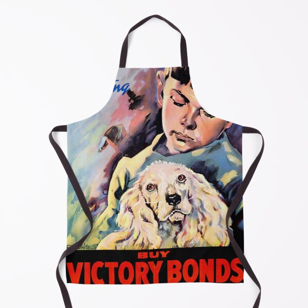 Item preview, Vintage WWII Propaganda Poster | Buy Victory Bonds | Somber Boy & Dog | Waiting for Peace | Watercolor Art Print designed and sold by artofuniverse.