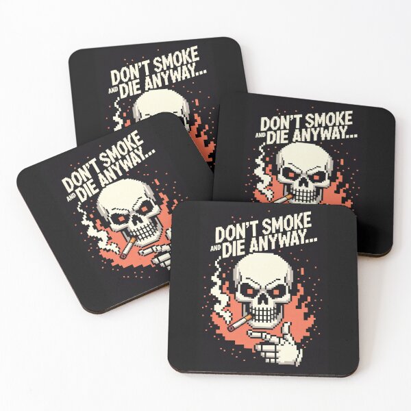 Item preview, Don't Smoke and Die Anyway - Retro Pixel Art Smoking Skull Anti-Smoking Graphic Tees & Merch designed and sold by 3ac-Arts.