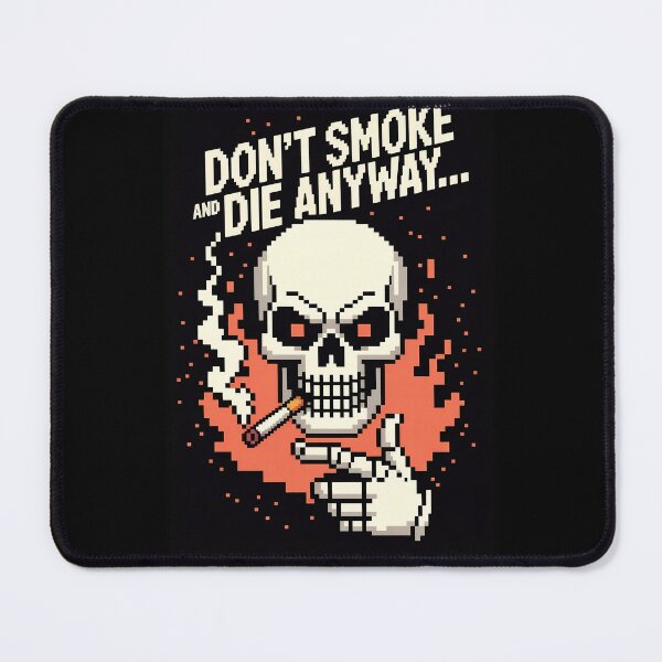 Item preview, Don't Smoke and Die Anyway - Retro Pixel Art Smoking Skull Anti-Smoking Graphic Tees & Merch designed and sold by 3ac-Arts.