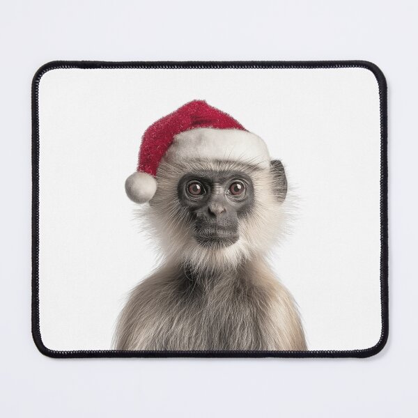 Item preview, Langur with Christmas Hat – Festive Langur Xmas Design designed and sold by LazyOwlStore.