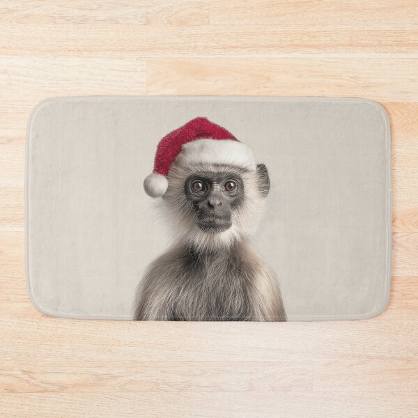 Item preview, Langur with Christmas Hat – Festive Langur Xmas Design designed and sold by LazyOwlStore.