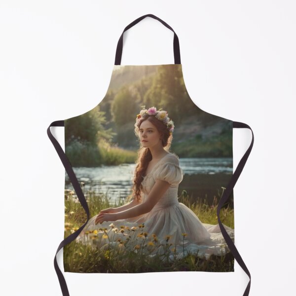 Item preview, Elegant Woman Sitting Among Flowers in the Forest River Scene designed and sold by BlareBlare.