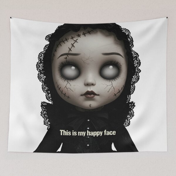 Item preview, Sarcastic Goth Doll "This is my happy face" | Funny Creepy Cute Art designed and sold by EnigmaticGoth.