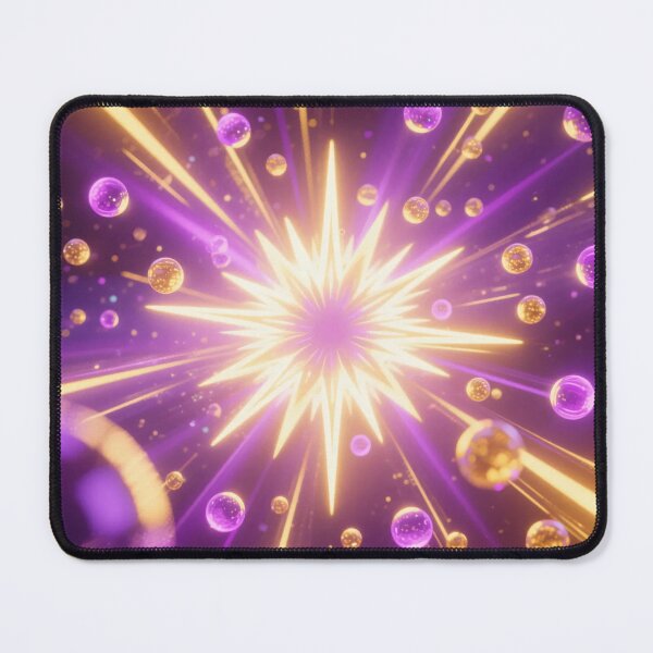 Item preview, Shining Golden Starburst with Purple Glow and Floating Bubbles in Cosmic Abstract Light Explosion designed and sold by Mimoshi ⭐⭐⭐⭐⭐.