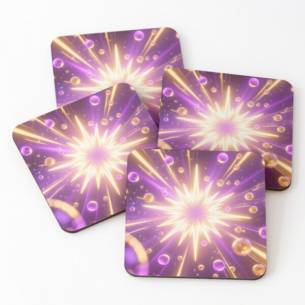 Item preview, Shining Golden Starburst with Purple Glow and Floating Bubbles in Cosmic Abstract Light Explosion designed and sold by Mimoshi ⭐⭐⭐⭐⭐.