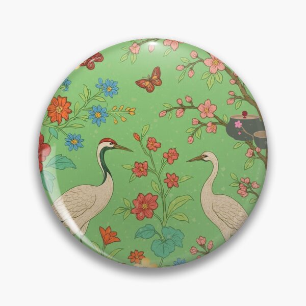 Item preview, Chinoiserie Garden with Cranes, Blossoms, and Lanterns – Oriental Vintage Floral Nature Pattern designed and sold by Sugar Wisdom .