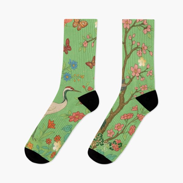 Item preview, Chinoiserie Garden with Cranes, Blossoms, and Lanterns – Oriental Vintage Floral Nature Pattern designed and sold by Sugar Wisdom .