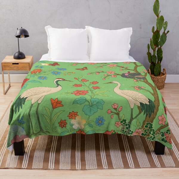 Item preview, Chinoiserie Garden with Cranes, Blossoms, and Lanterns – Oriental Vintage Floral Nature Pattern designed and sold by Sugar Wisdom .
