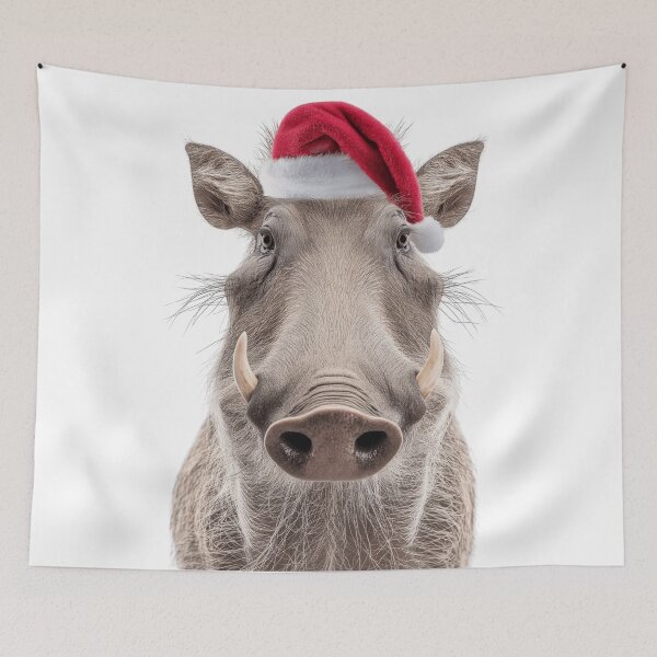 Item preview, Warthog with Christmas Hat – Festive Warthog Xmas Design designed and sold by LazyOwlStore.