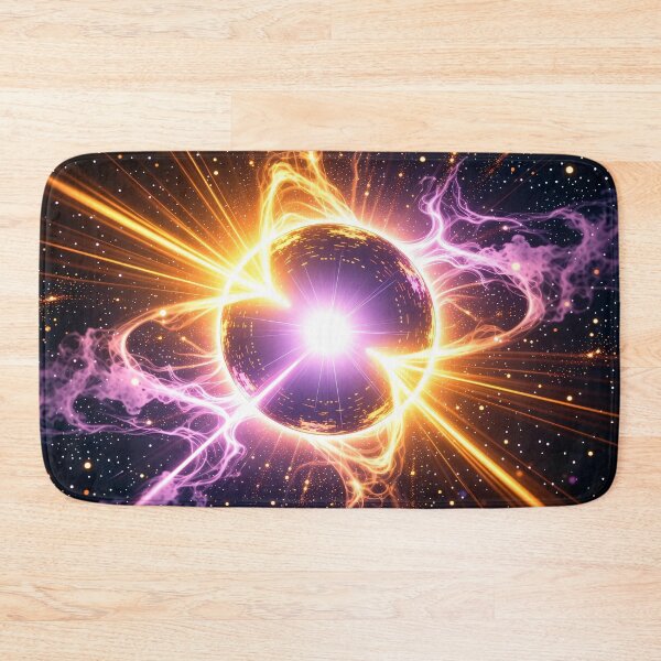 Item preview, Glowing Cosmic Sphere with Purple Lightning and Golden Energy Beams in a Vibrant Galactic Space Explosion designed and sold by Mimoshi ⭐⭐⭐⭐⭐.