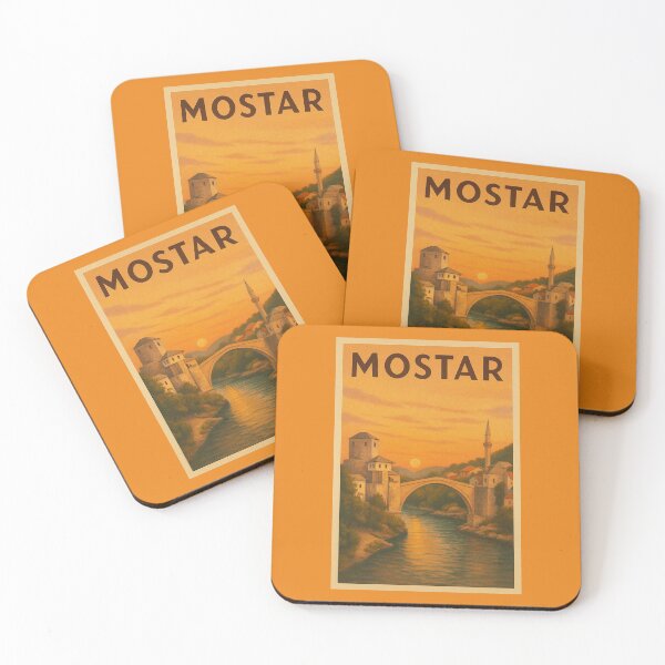 Item preview, Mostar Bosnia Travel Art – Stari Most Bridge and Sunset Souvenir designed and sold by Annika Shurafa.