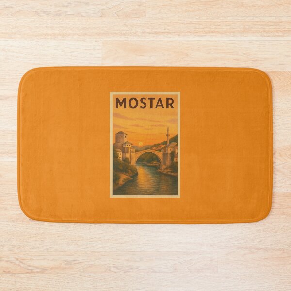 Item preview, Mostar Bosnia Travel Art – Stari Most Bridge and Sunset Souvenir designed and sold by Annika Shurafa.