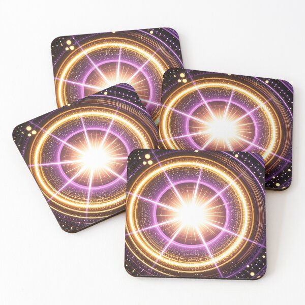 Item preview, Blazing Golden and Purple Energy Rings with Radiant Light Burst in Futuristic Cosmic Abstract Space Design designed and sold by Mimoshi ⭐⭐⭐⭐⭐.