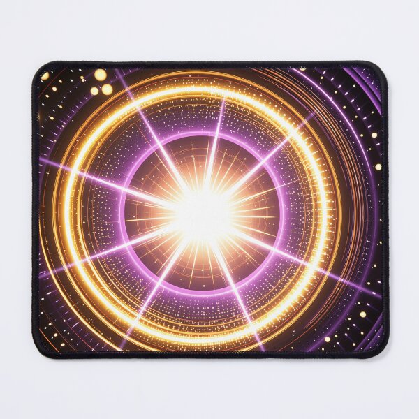Item preview, Blazing Golden and Purple Energy Rings with Radiant Light Burst in Futuristic Cosmic Abstract Space Design designed and sold by Mimoshi ⭐⭐⭐⭐⭐.