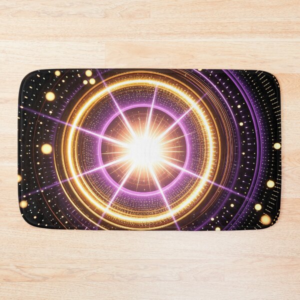 Item preview, Blazing Golden and Purple Energy Rings with Radiant Light Burst in Futuristic Cosmic Abstract Space Design designed and sold by Mimoshi ⭐⭐⭐⭐⭐.