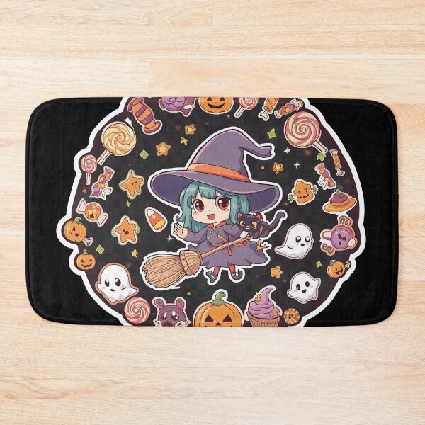 Item preview, Kawaii Witch and Black Cat – Cute Halloween Candy Frame designed and sold by Jocamedahub.
