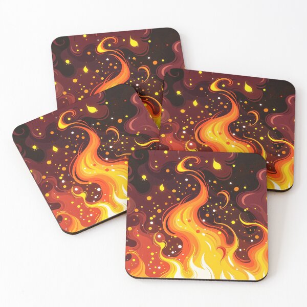 Item preview, Vivid Dancing Flames with Glowing Sparks and Smoke Swirls in a Fiery Nighttime Inferno Illustration designed and sold by Mimoshi ⭐⭐⭐⭐⭐.