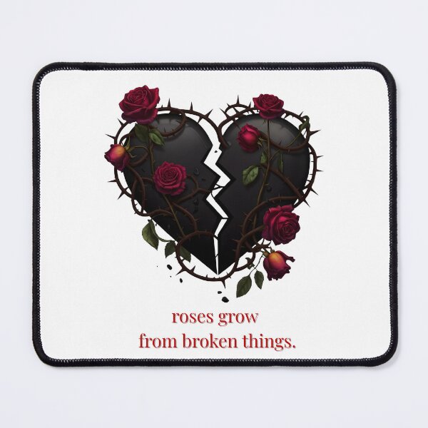 Item preview, Gothic Heart "Roses grow from broken things" | Dark Poetic Romance Art designed and sold by EnigmaticGoth.