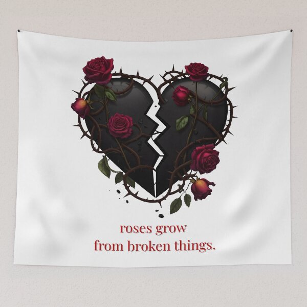 Item preview, Gothic Heart "Roses grow from broken things" | Dark Poetic Romance Art designed and sold by EnigmaticGoth.
