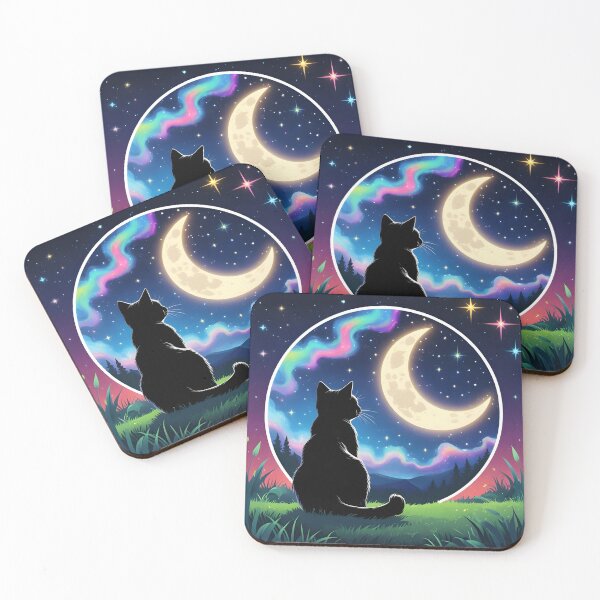 Item preview, Mystical Black Cat Night Sticker designed and sold by Happy Vibes Art.