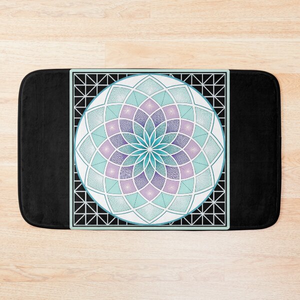 Item preview, Sacred Geometry Lotus Grid — Krystal Spiral Mandala in Pastel Turquoise & Lavender designed and sold by VividOrganica.
