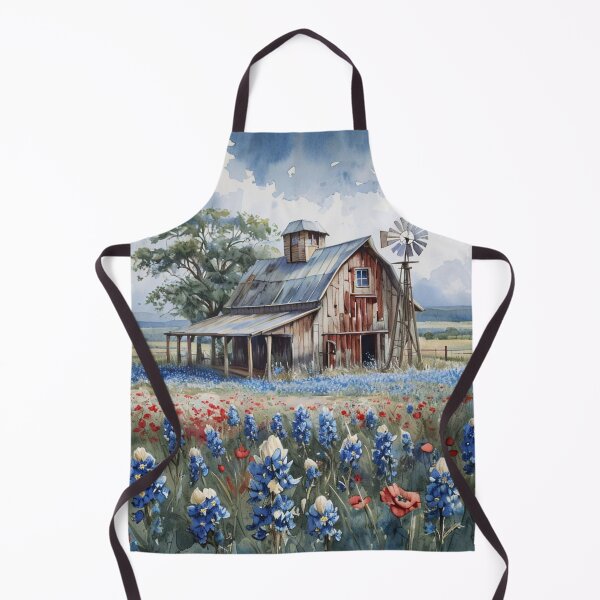 Item preview, Rustic Barn with Bluebonnets – Texas Wildflower Country Art designed and sold by PixelExpressStudio.