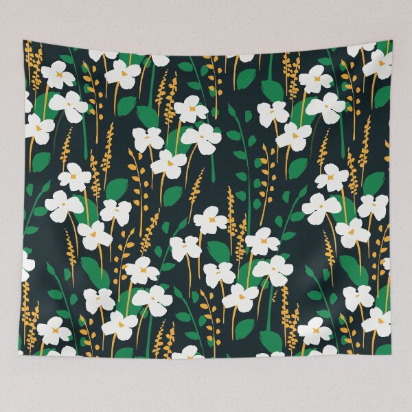 Item preview, Night Garden — White & Yellow Floral Seamless Pattern designed and sold by NicolaZhukov.