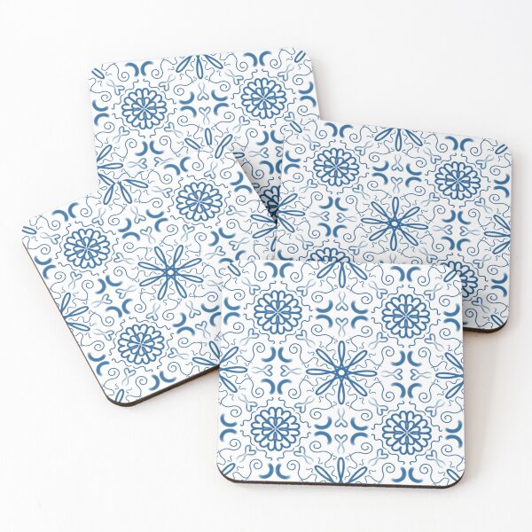 Item preview, Blue Tile Floral Pattern designed and sold by Matea Mancic.