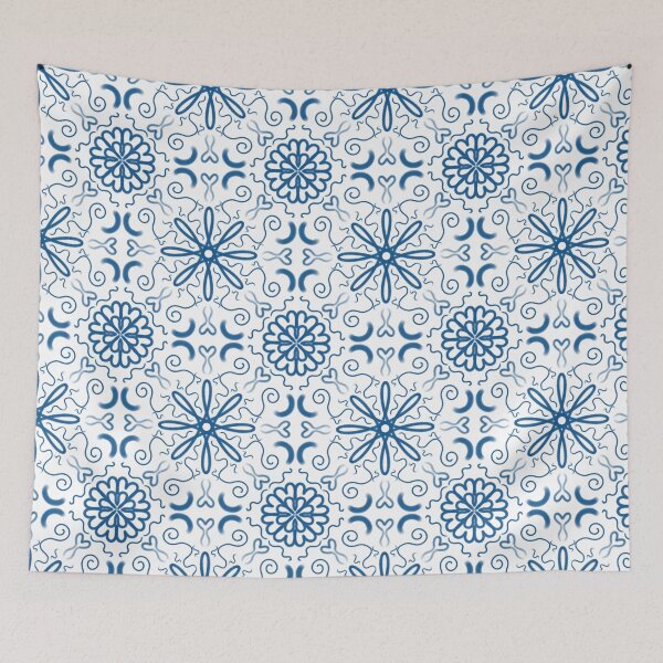 Item preview, Blue Tile Floral Pattern designed and sold by Matea Mancic.