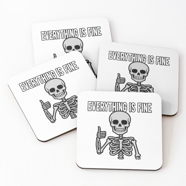 Item preview, Everything's Fine Skeleton Thumbs Up designed and sold by RehanInkDesigns.