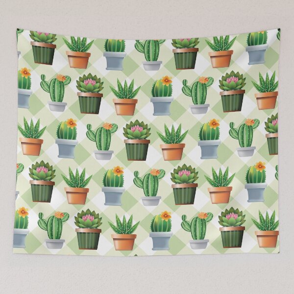 Item preview, Green Gingham Succulents Pattern designed and sold by KeeganCreations.