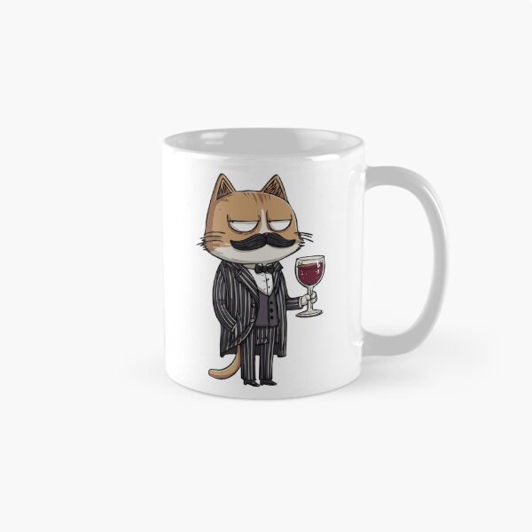 Item preview, Mafia Cat Art | Funny Cartoon Design in Suit with Wine | Gangster Cat Illustration designed and sold by idgafstudio.ch.