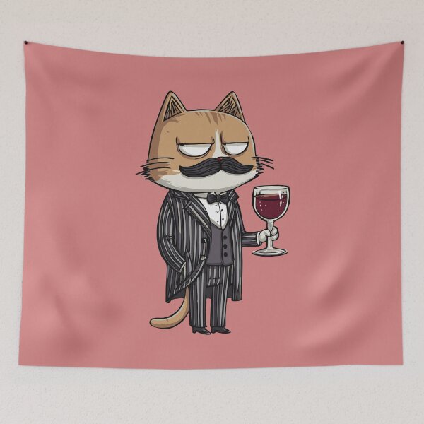 Item preview, Mafia Cat Art | Funny Cartoon Design in Suit with Wine | Gangster Cat Illustration designed and sold by idgafstudio.ch.