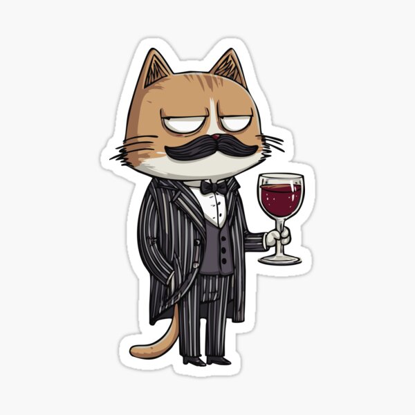 Item preview, Mafia Cat Art | Funny Cartoon Design in Suit with Wine | Gangster Cat Illustration designed and sold by idgafstudio.ch.