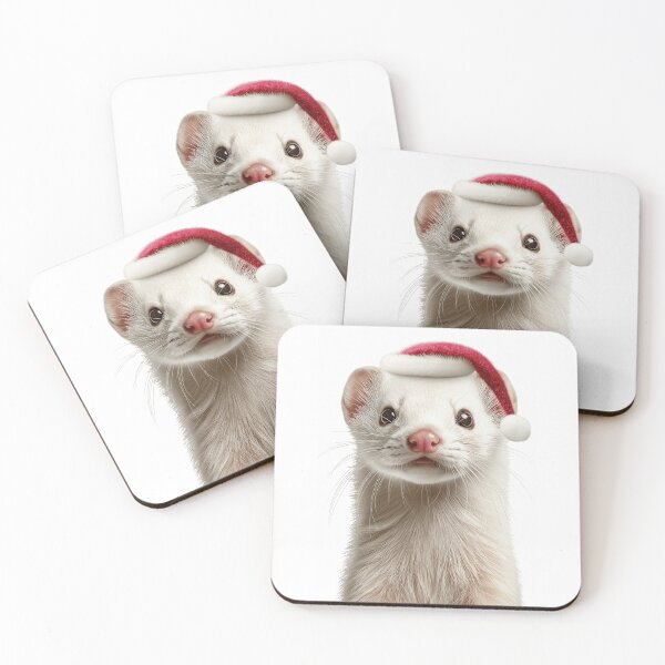 Item preview, Weasel with Christmas Hat – Festive Weasel Xmas Design designed and sold by LazyOwlStore.