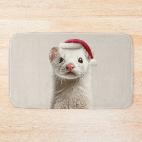 Item preview, Weasel with Christmas Hat – Festive Weasel Xmas Design designed and sold by LazyOwlStore.