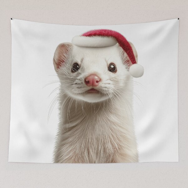 Item preview, Weasel with Christmas Hat – Festive Weasel Xmas Design designed and sold by LazyOwlStore.