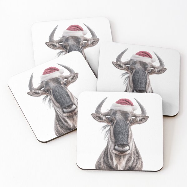 Item preview, Wildebeest with Christmas Hat – Festive Wildebeest Xmas Design designed and sold by LazyOwlStore.