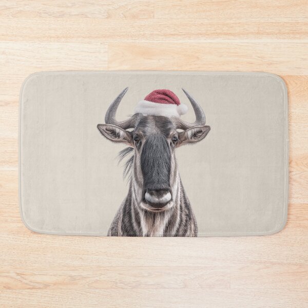Item preview, Wildebeest with Christmas Hat – Festive Wildebeest Xmas Design designed and sold by LazyOwlStore.