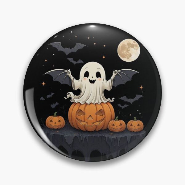 Item preview, Cute Gothic Ghost on a Jack-o-Lantern designed and sold by Witch Queen Clothing.