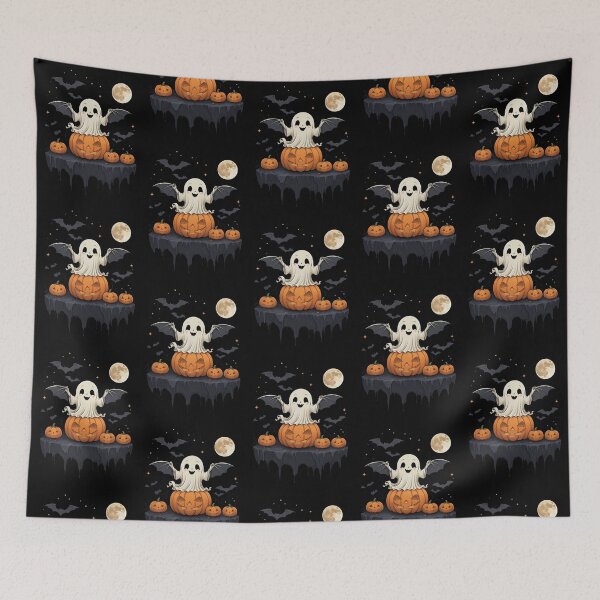 Item preview, Cute Gothic Ghost on a Jack-o-Lantern designed and sold by Witch Queen Clothing.