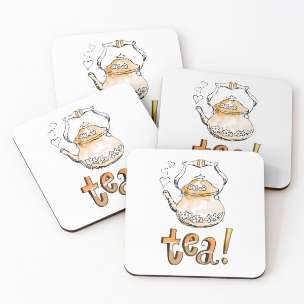 Item preview, But First, Tea! Hand Lettered Teapot Tea Meme designed and sold by MaryKunzGoldman.