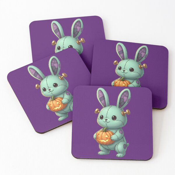 Item preview, Kawaii Stitched Monster Bunny Halloween, Cute Patchwork Rabbit designed and sold by FixwellStudio.
