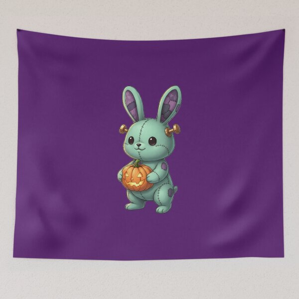 Item preview, Kawaii Stitched Monster Bunny Halloween, Cute Patchwork Rabbit designed and sold by FixwellStudio.