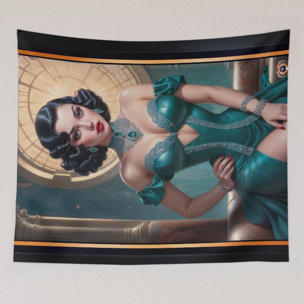 Item preview, Emerald Dreams: Carina Fiorenza Illustrative Portrait Captivating AI Concept Art by Xzendor7 designed and sold by Xzendor7 Digital Art Creations.