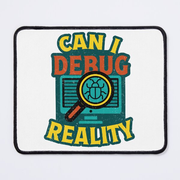 Item preview, Can I Debug Reality T-Shirt witty t-shirt design features a computer screen with a magnifying glass highlighting a bug, designed and sold by Koony House and Field.